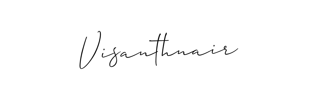 The best way (Allison_Script) to make a short signature is to pick only two or three words in your name. The name Visanthnair include a total of six letters. For converting this name. Visanthnair signature style 2 images and pictures png