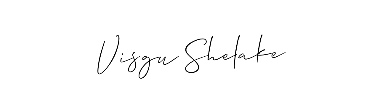 How to make Visgu Shelake name signature. Use Allison_Script style for creating short signs online. This is the latest handwritten sign. Visgu Shelake signature style 2 images and pictures png