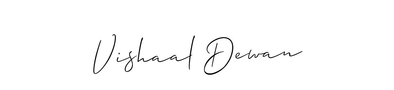 Allison_Script is a professional signature style that is perfect for those who want to add a touch of class to their signature. It is also a great choice for those who want to make their signature more unique. Get Vishaal Dewan name to fancy signature for free. Vishaal Dewan signature style 2 images and pictures png