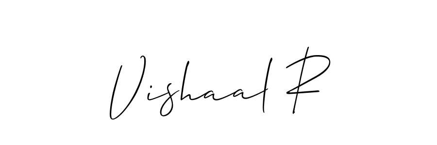 How to make Vishaal R name signature. Use Allison_Script style for creating short signs online. This is the latest handwritten sign. Vishaal R signature style 2 images and pictures png