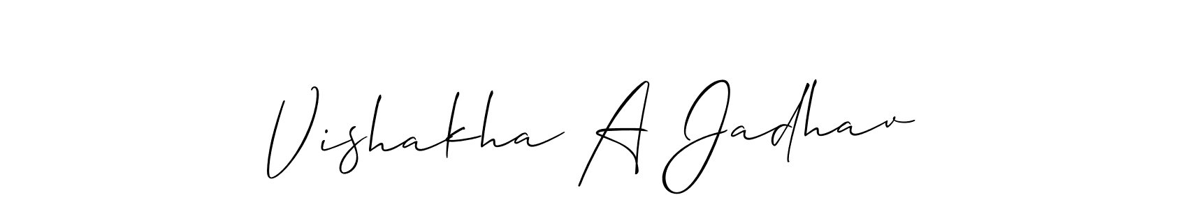 if you are searching for the best signature style for your name Vishakha A Jadhav. so please give up your signature search. here we have designed multiple signature styles  using Allison_Script. Vishakha A Jadhav signature style 2 images and pictures png