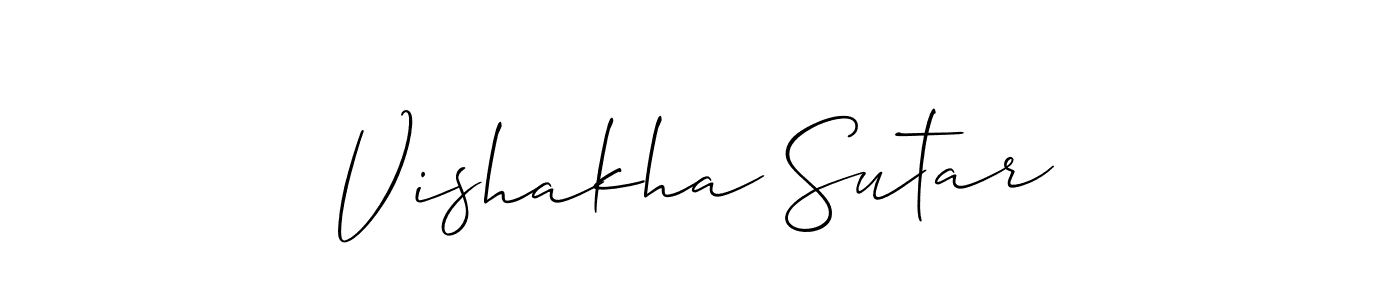 How to make Vishakha Sutar name signature. Use Allison_Script style for creating short signs online. This is the latest handwritten sign. Vishakha Sutar signature style 2 images and pictures png