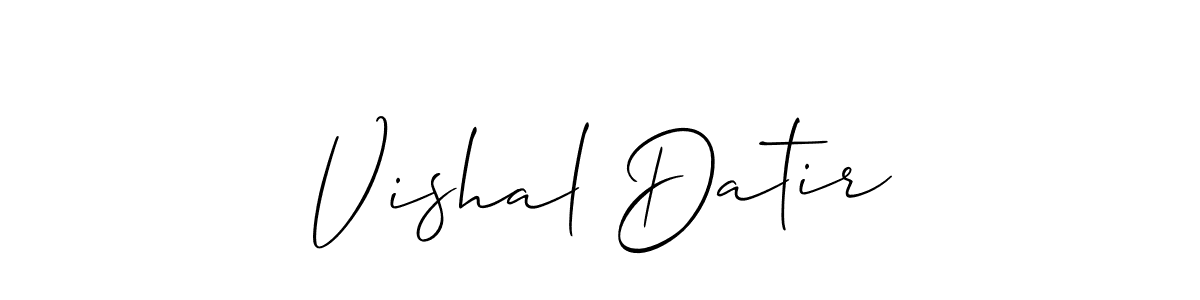 Create a beautiful signature design for name Vishal Datir. With this signature (Allison_Script) fonts, you can make a handwritten signature for free. Vishal Datir signature style 2 images and pictures png