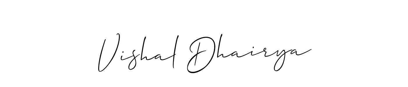 How to make Vishal Dhairya signature? Allison_Script is a professional autograph style. Create handwritten signature for Vishal Dhairya name. Vishal Dhairya signature style 2 images and pictures png
