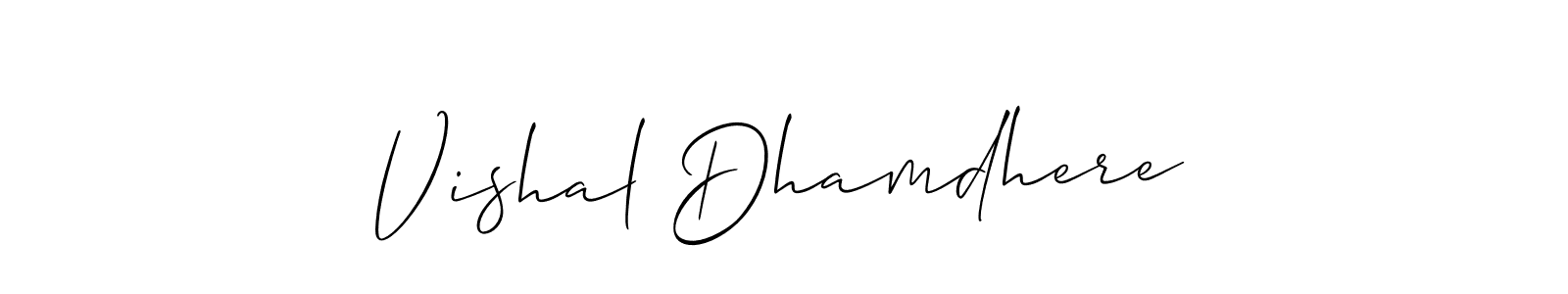 The best way (Allison_Script) to make a short signature is to pick only two or three words in your name. The name Vishal Dhamdhere include a total of six letters. For converting this name. Vishal Dhamdhere signature style 2 images and pictures png
