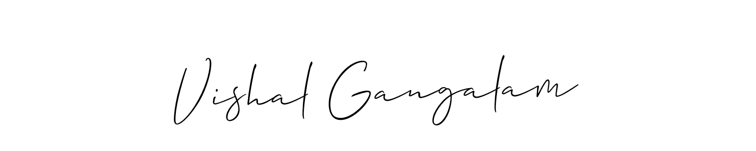 Allison_Script is a professional signature style that is perfect for those who want to add a touch of class to their signature. It is also a great choice for those who want to make their signature more unique. Get Vishal Gangalam name to fancy signature for free. Vishal Gangalam signature style 2 images and pictures png