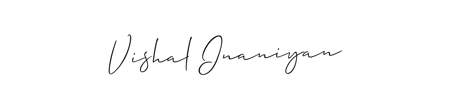 The best way (Allison_Script) to make a short signature is to pick only two or three words in your name. The name Vishal Inaniyan include a total of six letters. For converting this name. Vishal Inaniyan signature style 2 images and pictures png