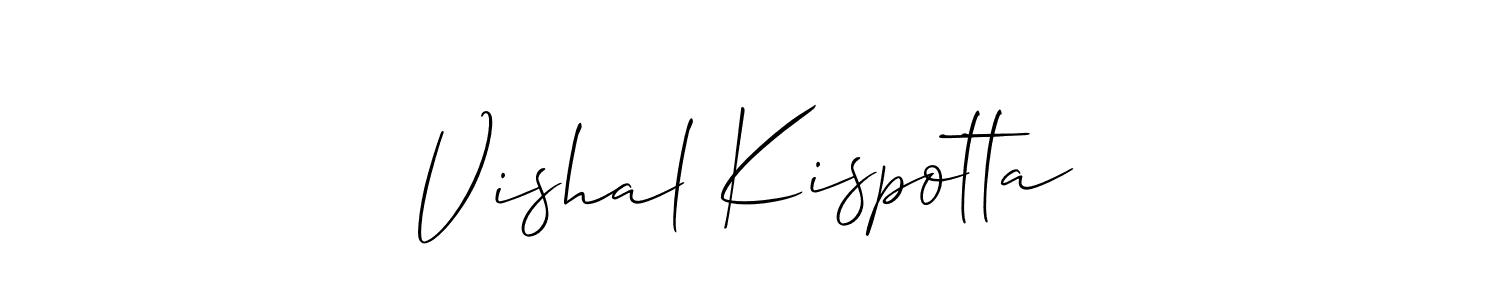 The best way (Allison_Script) to make a short signature is to pick only two or three words in your name. The name Vishal Kispotta include a total of six letters. For converting this name. Vishal Kispotta signature style 2 images and pictures png