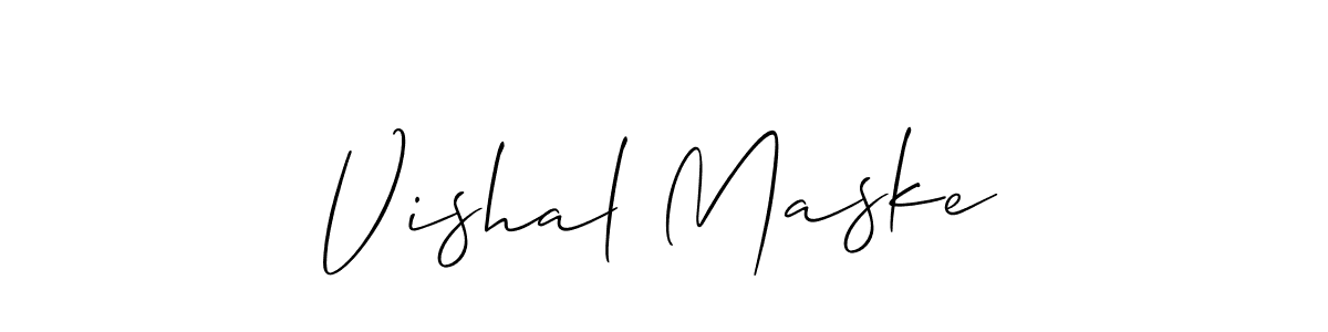 if you are searching for the best signature style for your name Vishal Maske. so please give up your signature search. here we have designed multiple signature styles  using Allison_Script. Vishal Maske signature style 2 images and pictures png