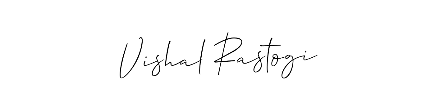 How to make Vishal Rastogi name signature. Use Allison_Script style for creating short signs online. This is the latest handwritten sign. Vishal Rastogi signature style 2 images and pictures png
