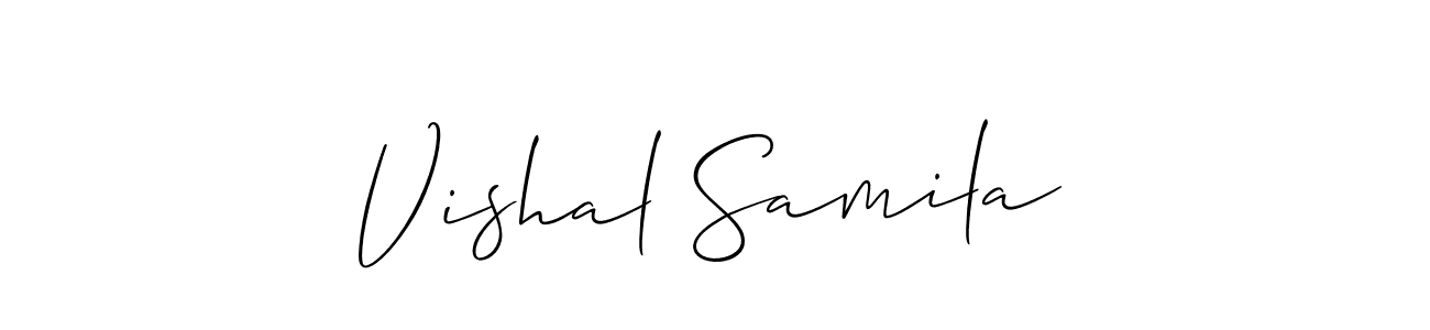 Also You can easily find your signature by using the search form. We will create Vishal Samila name handwritten signature images for you free of cost using Allison_Script sign style. Vishal Samila signature style 2 images and pictures png