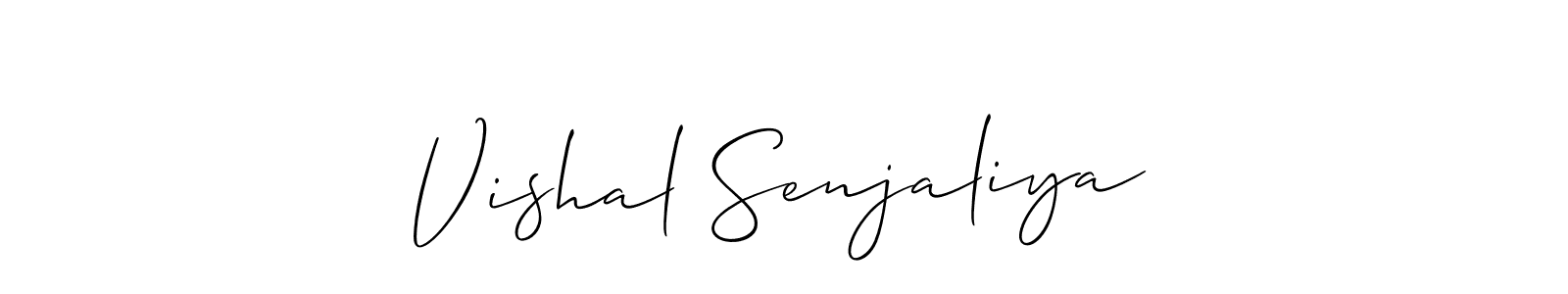 Allison_Script is a professional signature style that is perfect for those who want to add a touch of class to their signature. It is also a great choice for those who want to make their signature more unique. Get Vishal Senjaliya name to fancy signature for free. Vishal Senjaliya signature style 2 images and pictures png