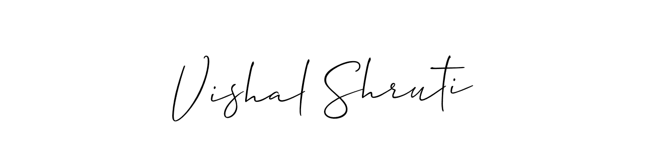 How to make Vishal Shruti name signature. Use Allison_Script style for creating short signs online. This is the latest handwritten sign. Vishal Shruti signature style 2 images and pictures png