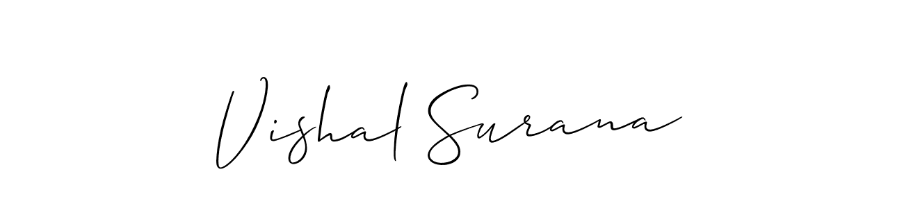 The best way (Allison_Script) to make a short signature is to pick only two or three words in your name. The name Vishal Surana include a total of six letters. For converting this name. Vishal Surana signature style 2 images and pictures png