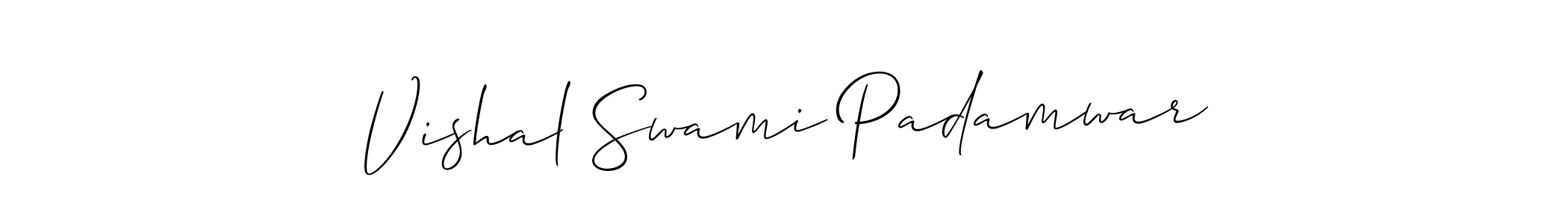 if you are searching for the best signature style for your name Vishal Swami Padamwar. so please give up your signature search. here we have designed multiple signature styles  using Allison_Script. Vishal Swami Padamwar signature style 2 images and pictures png