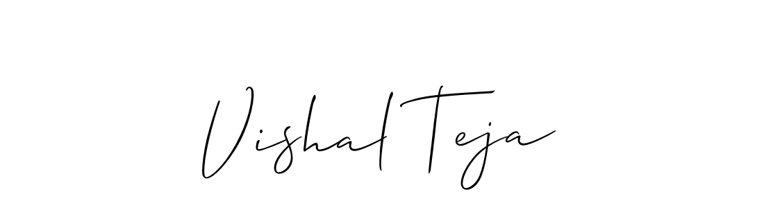 The best way (Allison_Script) to make a short signature is to pick only two or three words in your name. The name Vishal Teja include a total of six letters. For converting this name. Vishal Teja signature style 2 images and pictures png