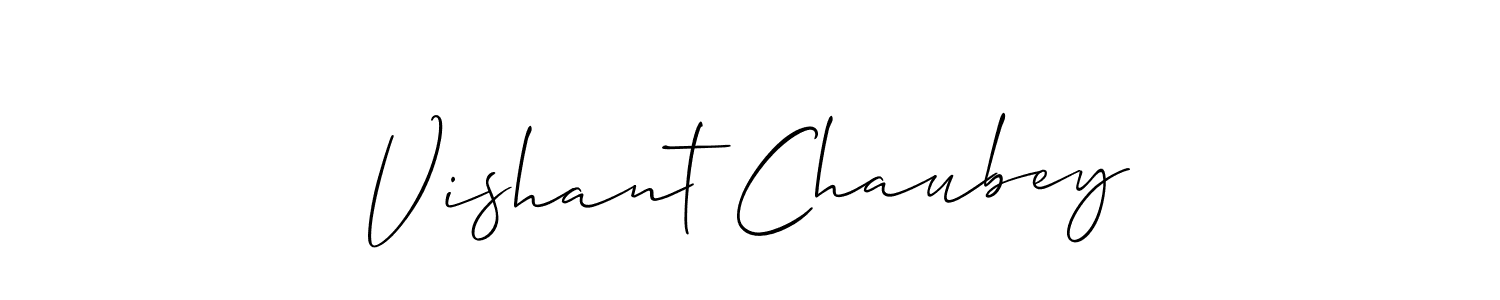 How to make Vishant Chaubey name signature. Use Allison_Script style for creating short signs online. This is the latest handwritten sign. Vishant Chaubey signature style 2 images and pictures png
