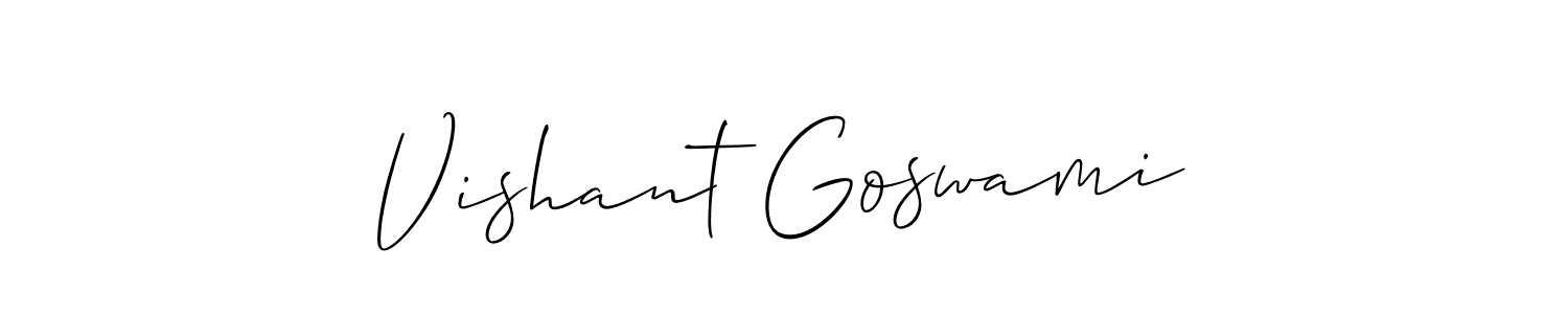 How to make Vishant Goswami name signature. Use Allison_Script style for creating short signs online. This is the latest handwritten sign. Vishant Goswami signature style 2 images and pictures png