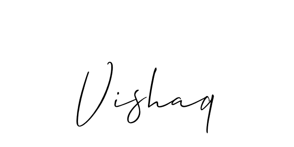 if you are searching for the best signature style for your name Vishaq. so please give up your signature search. here we have designed multiple signature styles  using Allison_Script. Vishaq signature style 2 images and pictures png