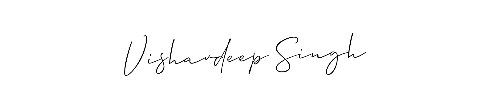 The best way (Allison_Script) to make a short signature is to pick only two or three words in your name. The name Vishavdeep Singh include a total of six letters. For converting this name. Vishavdeep Singh signature style 2 images and pictures png