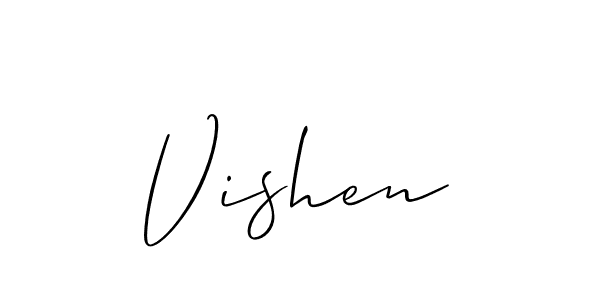 if you are searching for the best signature style for your name Vishen. so please give up your signature search. here we have designed multiple signature styles  using Allison_Script. Vishen signature style 2 images and pictures png