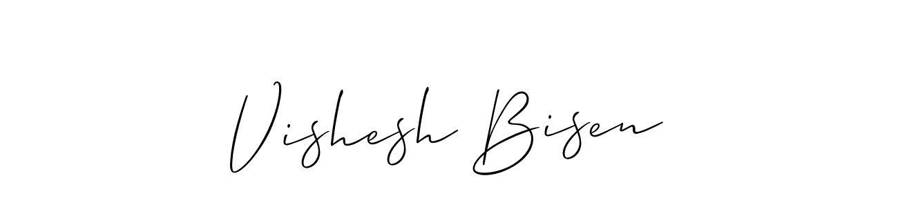 Allison_Script is a professional signature style that is perfect for those who want to add a touch of class to their signature. It is also a great choice for those who want to make their signature more unique. Get Vishesh Bisen name to fancy signature for free. Vishesh Bisen signature style 2 images and pictures png
