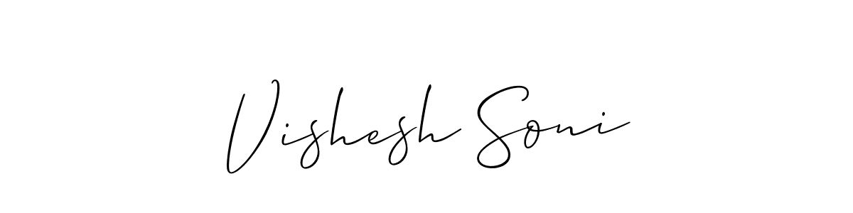 The best way (Allison_Script) to make a short signature is to pick only two or three words in your name. The name Vishesh Soni include a total of six letters. For converting this name. Vishesh Soni signature style 2 images and pictures png