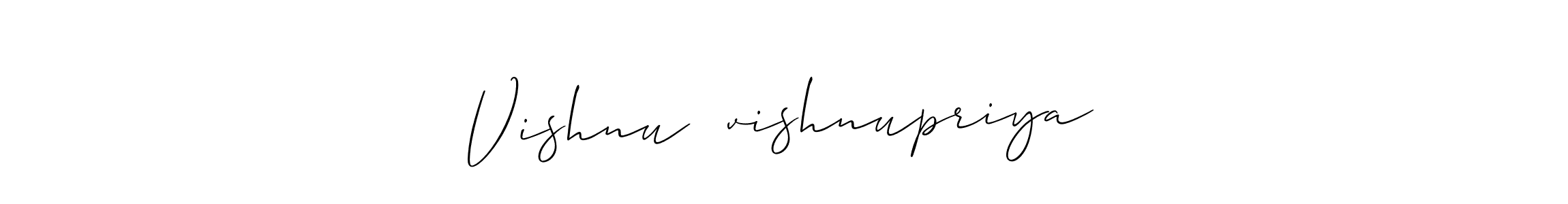 How to make Vishnu♥️vishnupriya name signature. Use Allison_Script style for creating short signs online. This is the latest handwritten sign. Vishnu♥️vishnupriya signature style 2 images and pictures png