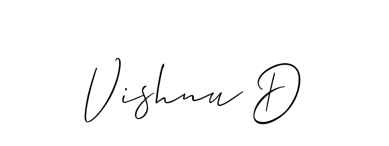 Also You can easily find your signature by using the search form. We will create Vishnu D name handwritten signature images for you free of cost using Allison_Script sign style. Vishnu D signature style 2 images and pictures png