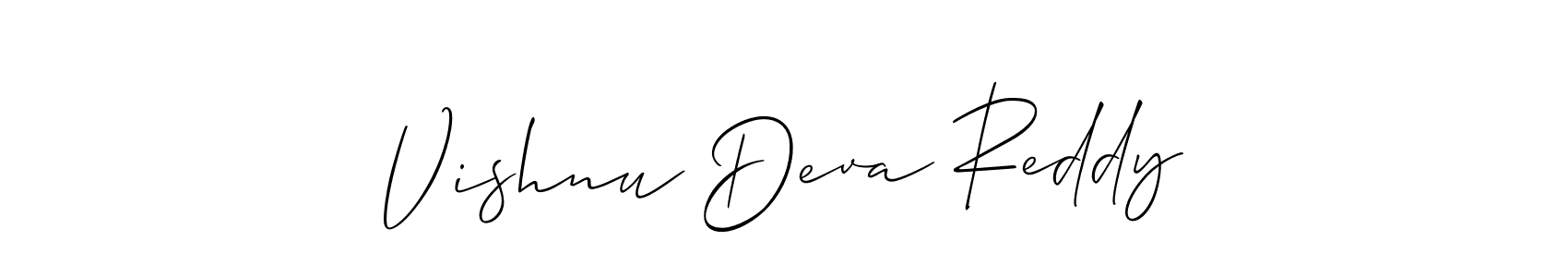 if you are searching for the best signature style for your name Vishnu Deva Reddy. so please give up your signature search. here we have designed multiple signature styles  using Allison_Script. Vishnu Deva Reddy signature style 2 images and pictures png