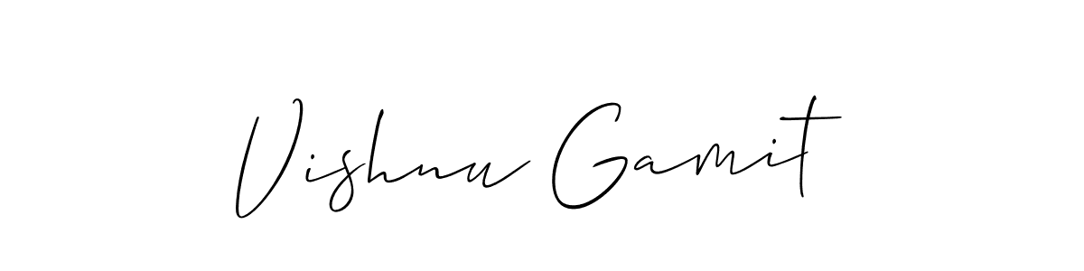 Similarly Allison_Script is the best handwritten signature design. Signature creator online .You can use it as an online autograph creator for name Vishnu Gamit. Vishnu Gamit signature style 2 images and pictures png