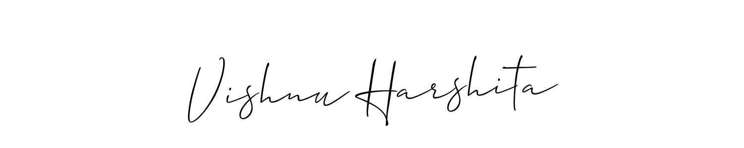Make a beautiful signature design for name Vishnu Harshita. With this signature (Allison_Script) style, you can create a handwritten signature for free. Vishnu Harshita signature style 2 images and pictures png