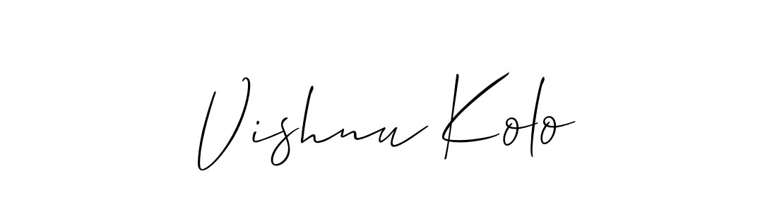 It looks lik you need a new signature style for name Vishnu Kolo. Design unique handwritten (Allison_Script) signature with our free signature maker in just a few clicks. Vishnu Kolo signature style 2 images and pictures png