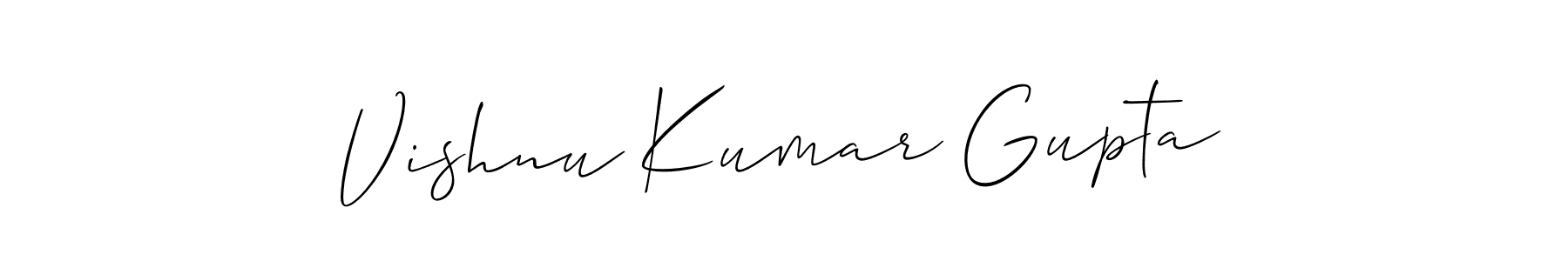 The best way (Allison_Script) to make a short signature is to pick only two or three words in your name. The name Vishnu Kumar Gupta include a total of six letters. For converting this name. Vishnu Kumar Gupta signature style 2 images and pictures png