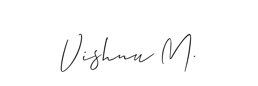 Use a signature maker to create a handwritten signature online. With this signature software, you can design (Allison_Script) your own signature for name Vishnu M.. Vishnu M. signature style 2 images and pictures png