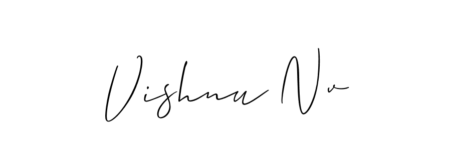 You should practise on your own different ways (Allison_Script) to write your name (Vishnu Nv) in signature. don't let someone else do it for you. Vishnu Nv signature style 2 images and pictures png