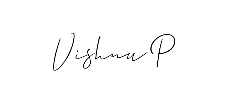 Also we have Vishnu P name is the best signature style. Create professional handwritten signature collection using Allison_Script autograph style. Vishnu P signature style 2 images and pictures png