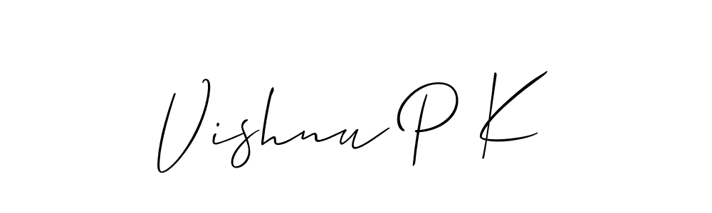 You should practise on your own different ways (Allison_Script) to write your name (Vishnu P K) in signature. don't let someone else do it for you. Vishnu P K signature style 2 images and pictures png