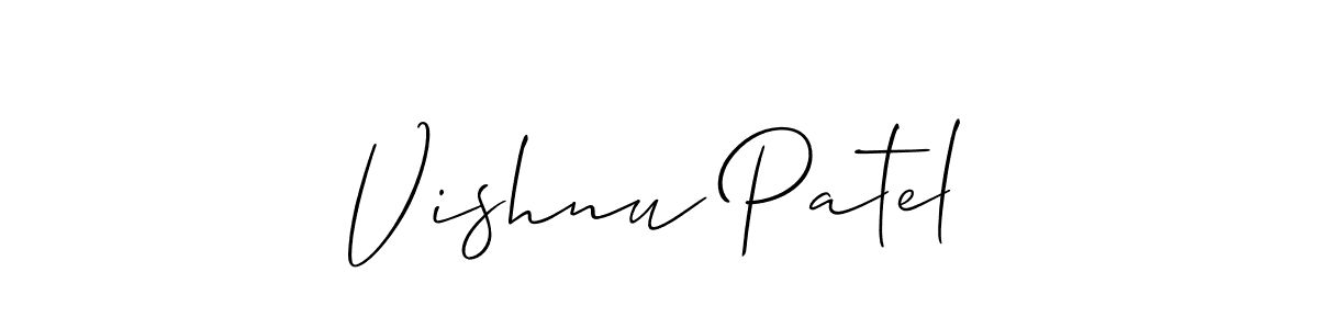 Create a beautiful signature design for name Vishnu Patel. With this signature (Allison_Script) fonts, you can make a handwritten signature for free. Vishnu Patel signature style 2 images and pictures png