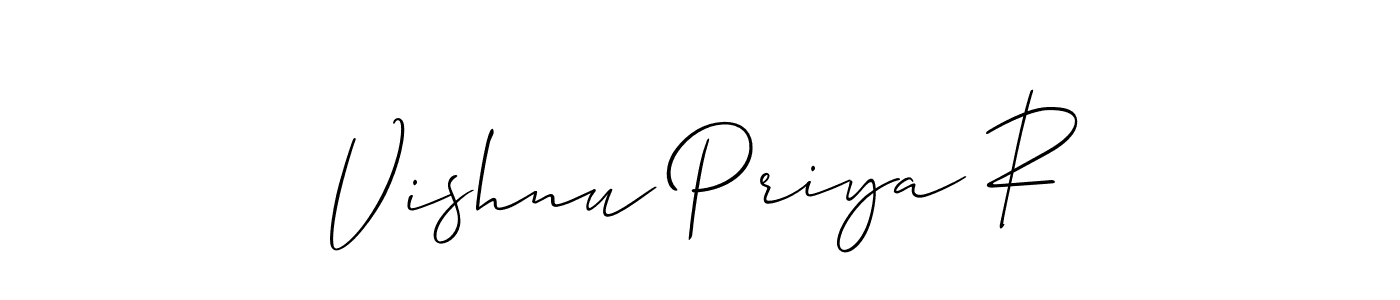 This is the best signature style for the Vishnu Priya R name. Also you like these signature font (Allison_Script). Mix name signature. Vishnu Priya R signature style 2 images and pictures png
