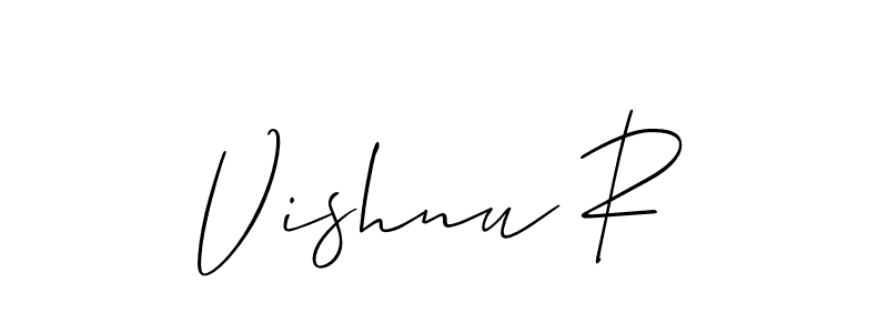 if you are searching for the best signature style for your name Vishnu R. so please give up your signature search. here we have designed multiple signature styles  using Allison_Script. Vishnu R signature style 2 images and pictures png