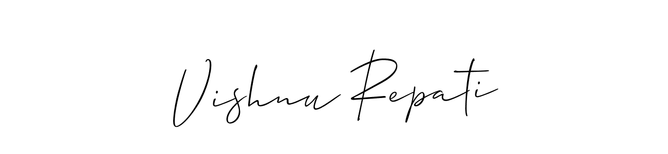Allison_Script is a professional signature style that is perfect for those who want to add a touch of class to their signature. It is also a great choice for those who want to make their signature more unique. Get Vishnu Repati name to fancy signature for free. Vishnu Repati signature style 2 images and pictures png