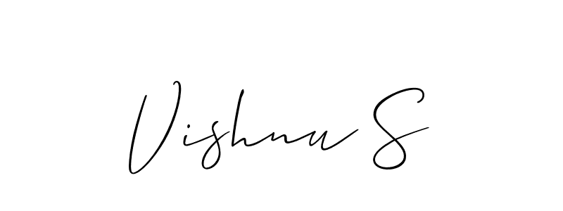 Similarly Allison_Script is the best handwritten signature design. Signature creator online .You can use it as an online autograph creator for name Vishnu S. Vishnu S signature style 2 images and pictures png