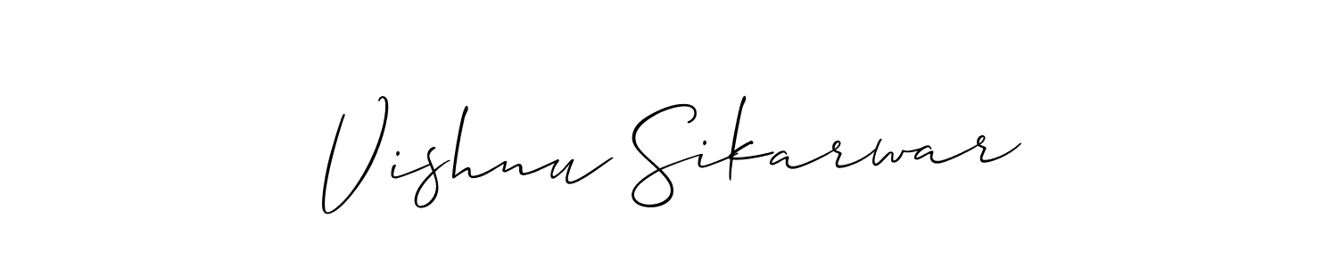How to make Vishnu Sikarwar name signature. Use Allison_Script style for creating short signs online. This is the latest handwritten sign. Vishnu Sikarwar signature style 2 images and pictures png