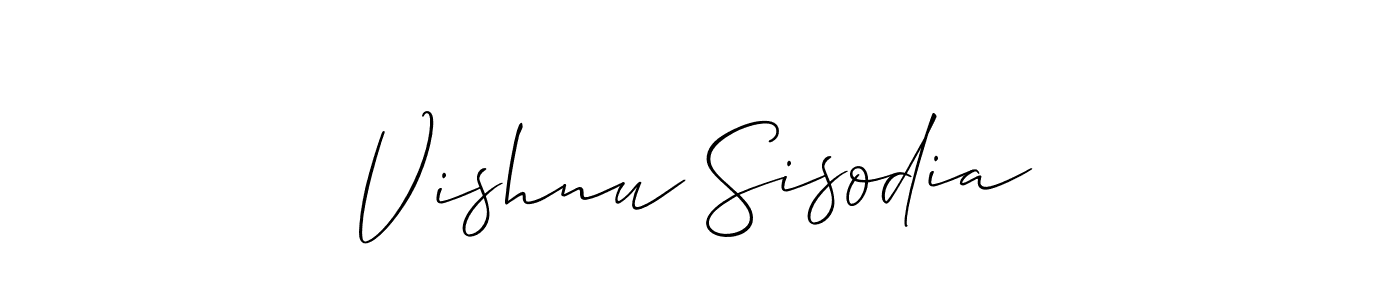Create a beautiful signature design for name Vishnu Sisodia. With this signature (Allison_Script) fonts, you can make a handwritten signature for free. Vishnu Sisodia signature style 2 images and pictures png