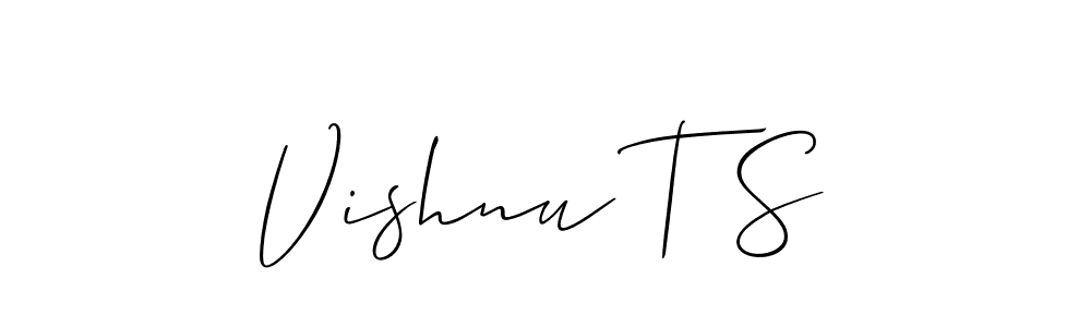 How to make Vishnu T S name signature. Use Allison_Script style for creating short signs online. This is the latest handwritten sign. Vishnu T S signature style 2 images and pictures png