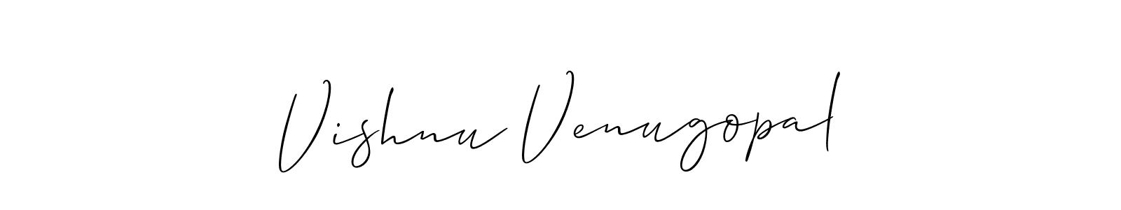 Allison_Script is a professional signature style that is perfect for those who want to add a touch of class to their signature. It is also a great choice for those who want to make their signature more unique. Get Vishnu Venugopal name to fancy signature for free. Vishnu Venugopal signature style 2 images and pictures png