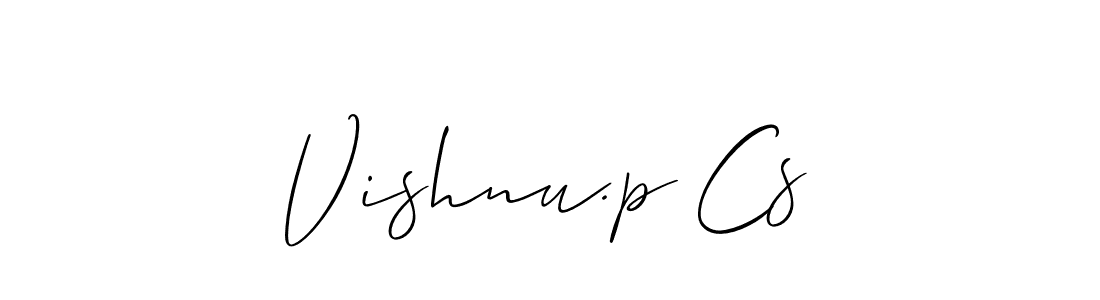 Allison_Script is a professional signature style that is perfect for those who want to add a touch of class to their signature. It is also a great choice for those who want to make their signature more unique. Get Vishnu.p Cs name to fancy signature for free. Vishnu.p Cs signature style 2 images and pictures png
