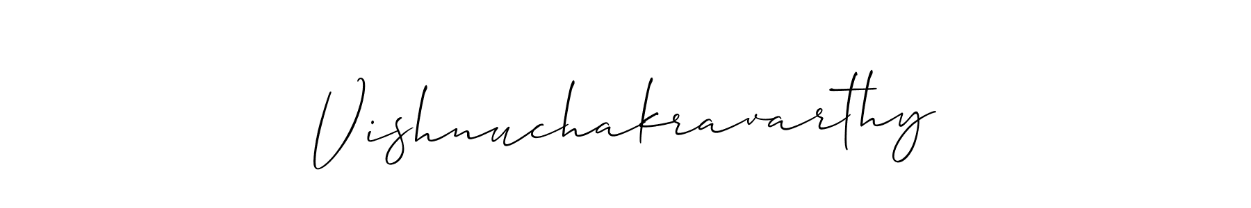 How to make Vishnuchakravarthy name signature. Use Allison_Script style for creating short signs online. This is the latest handwritten sign. Vishnuchakravarthy signature style 2 images and pictures png