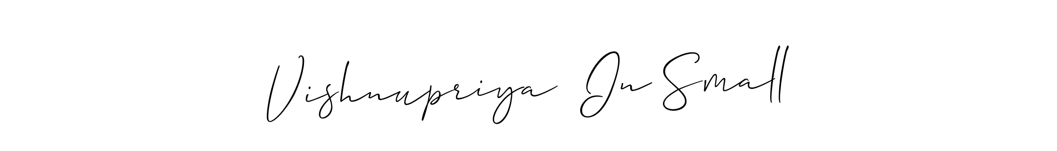 It looks lik you need a new signature style for name Vishnupriya  In Small. Design unique handwritten (Allison_Script) signature with our free signature maker in just a few clicks. Vishnupriya  In Small signature style 2 images and pictures png